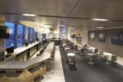 Interior view of United club with open seating