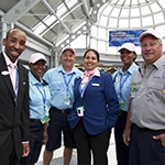 United employees wearing pink