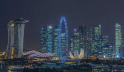 Singapore skyline lit up at night
